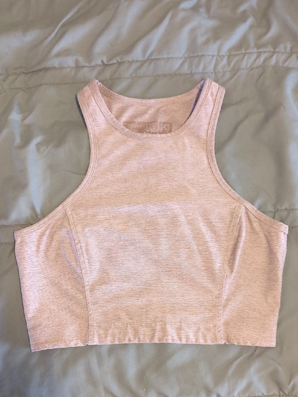 High-Neck Crop Tank - Dusty Pink